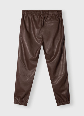 soft PU cropped jogger | deep wine