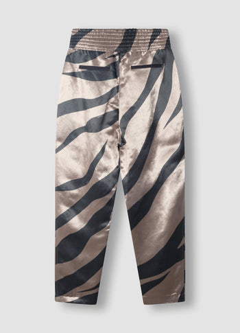 satin pants zebra | warm taupe