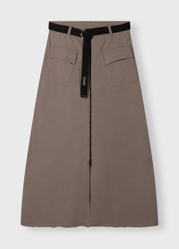 belted midi skirt fleece | moonrock