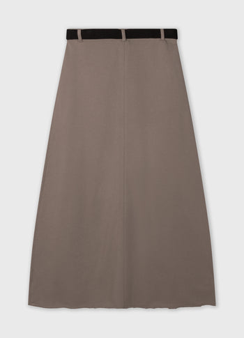 belted midi skirt fleece | moonrock