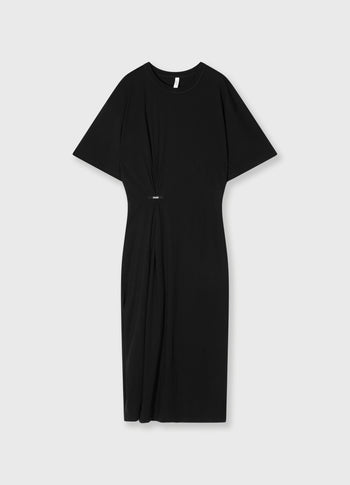 tee dress gathering | black