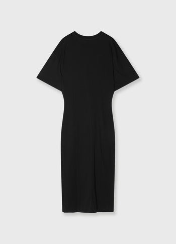 tee dress gathering | black