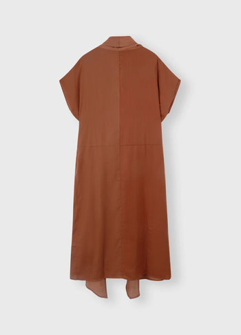 satin kimono dress | saddle brown