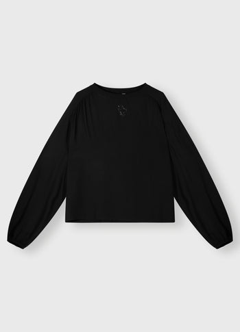 flowy blouse gathering | black