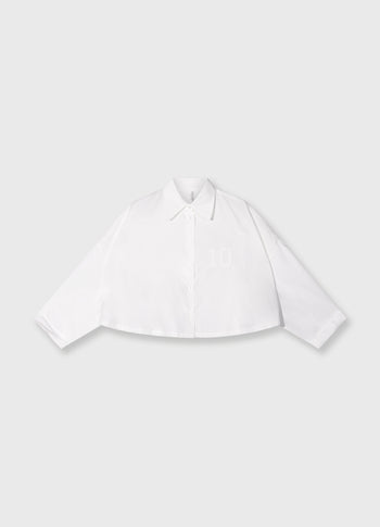 oversized cropped shirt | ecru