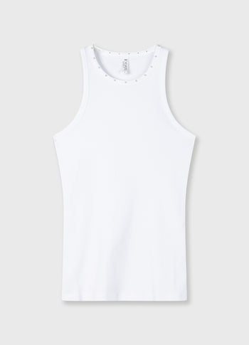 tank top pearls | white