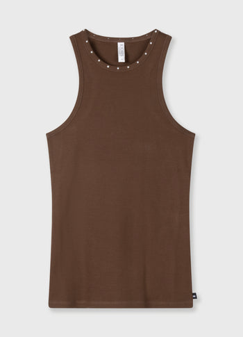 tank top pearls | dark truffle