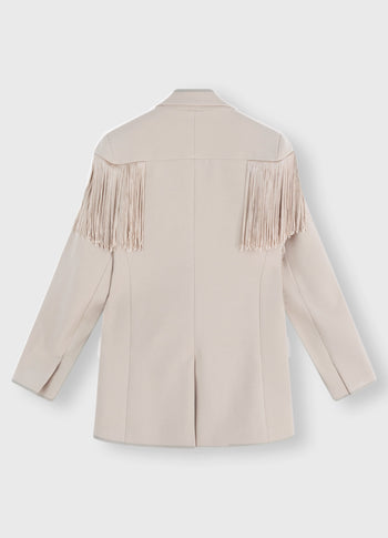 crepe blazer fringe | light safari