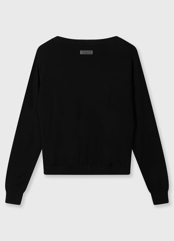 deep neck knit sweater | black