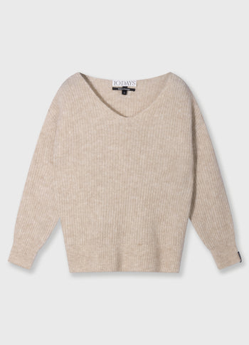 soft v-neck sweater knit | earth