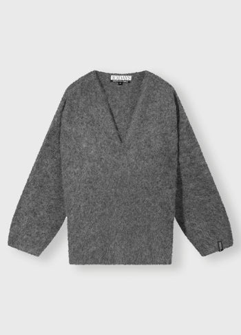 v-neck hairy knit sweater | antra melee