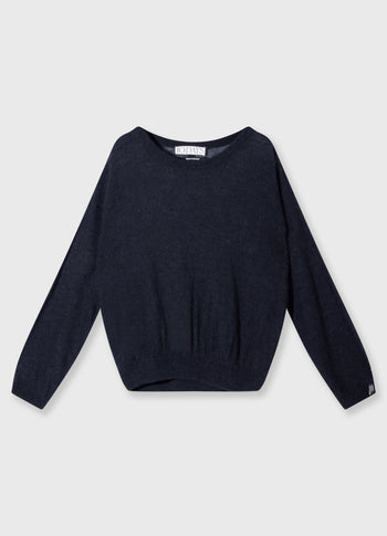 loose thin knit sweater | dark navy
