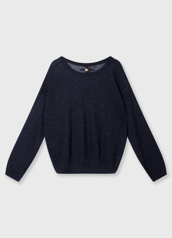 loose thin knit sweater | dark navy