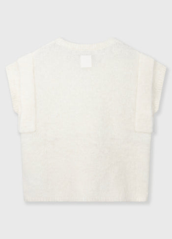 sleeveless knit sweater | ecru