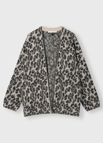 knit cardigan leopard | soft white melee