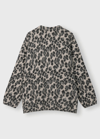 knit cardigan leopard | soft white melee