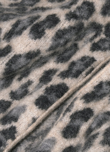knit cardigan leopard | soft white melee