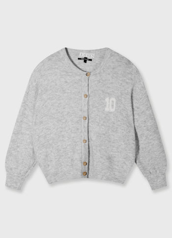 soft baseball knit cardigan | light grey melee