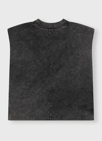 washed padded shoulder tee | ash grey