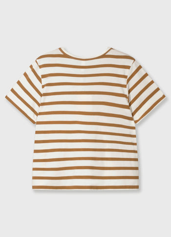 petite tee modal stripes | ecru/suede