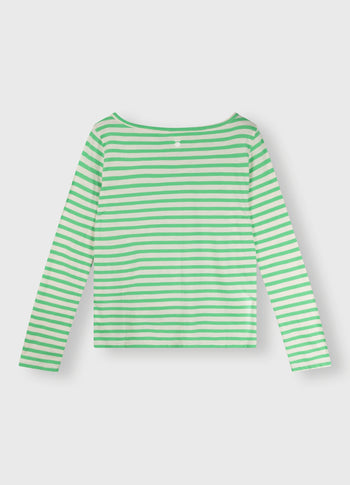 longsleeve tee stripes | ecru/apple green