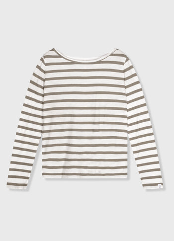 long sleeve tee stripes | ecru/sage