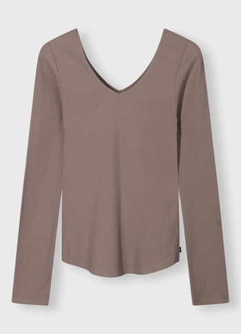 v-neck long sleeve top | moonrock