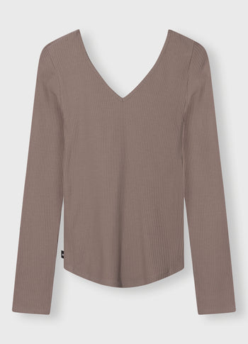 v-neck long sleeve top | moonrock
