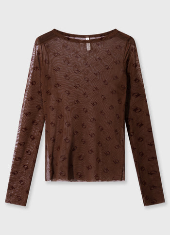 mesh long sleeve monogram | dark truffle