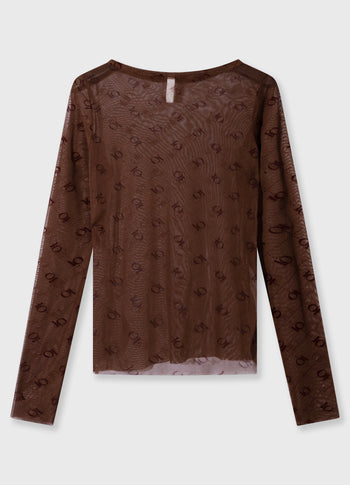 mesh long sleeve monogram | dark truffle