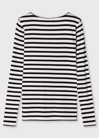 extra long sleeve tee modal stripes | ecru/black