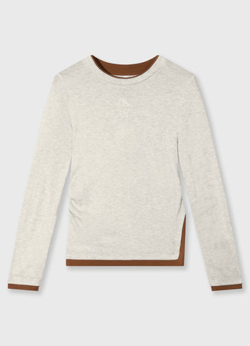 long sleeve tee rib | soft white melee