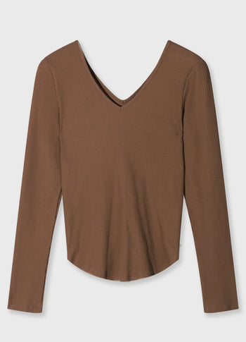 v-neck long sleeve ballet top | truffle