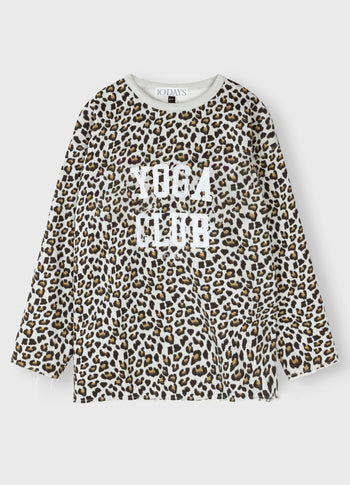 raw edge statement sweater leopard | light grey melee