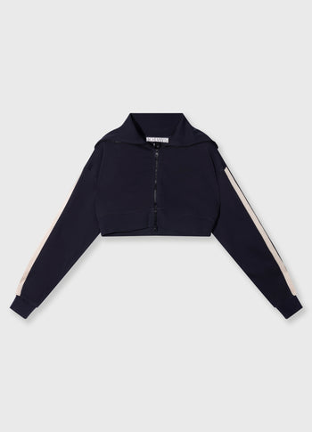 cropped zip cardigan fleece | dark navy