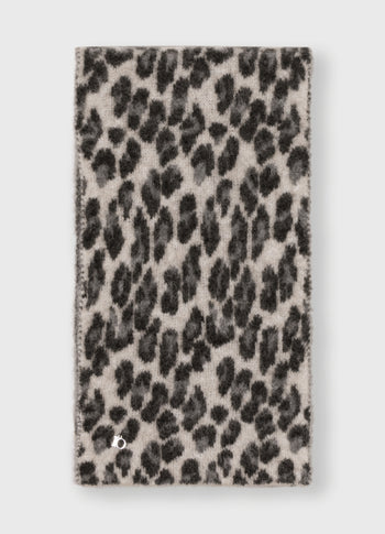 knit scarf leopard | soft white melee