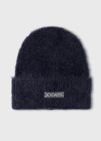 soft hairy knit beanie | dark navy