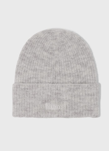 soft hairy knit beanie | light grey melee