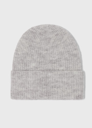 soft hairy knit beanie | light grey melee