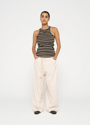 tank top rib stripes | black/light latte