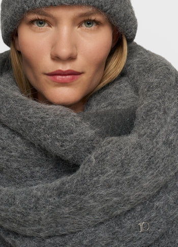 round hairy knit scarf | antra melee
