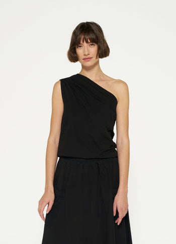 one shoulder top | black