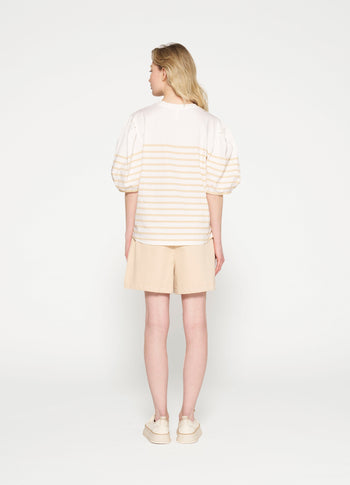 balloon sleeve tee stripes | ecru/natural