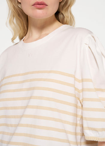 balloon sleeve tee stripes | ecru/natural