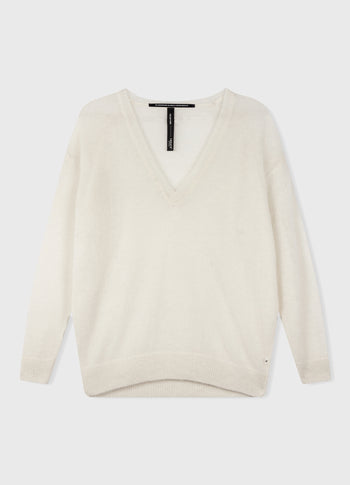 THE V-NECK KNIT SWEATER | ecru