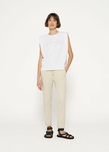 cropped jogger pinstripe | light safari