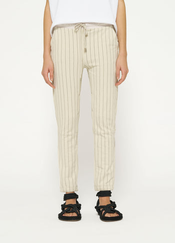 cropped jogger pinstripe | light safari
