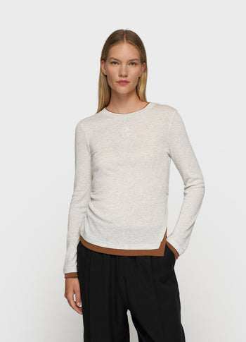 long sleeve tee rib | soft white melee