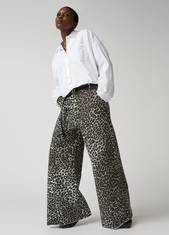 wide leg jogger leopard | soft white melee