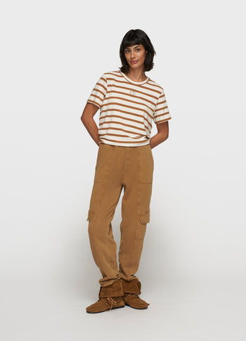petite tee modal stripes | ecru/suede